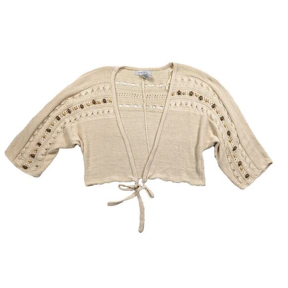 Nine West Crochet Beaded Tie-Front Cardigan size XL - Picture 1 of 6